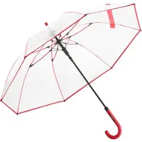 FARE Pure 7112 transparante paraplu met automatische opening rood - red - doorzichtig - extra stevig - flexibel frame
