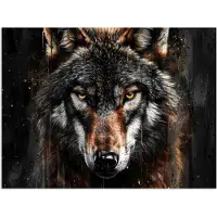 PosterMonkey Poster 80x60 cm - Dieren - Wolf - Portret - Zwart - Bruin - Posters - Kamer decoratie - Wanddecoratie woonkamer - Muurdecoratie slaapkamer