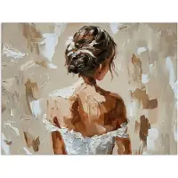 PosterMonkey Poster 80x60 cm - Vrouw - Verf - Abstract - Beige - Modern - Posters - Kamer decoratie - Wanddecoratie woonkamer - Muurdecoratie slaapkamer