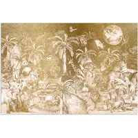 PosterMonkey Poster kinderen - Jungle - Goud - Kinderen - Planten - Dieren - Poster in fotolijst kind - Kinderkamer decoratie - 90x60 cm - Schilderij voor kinderen