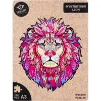 Engelhart Houten Puzzel Leeuw – 218 Unieke Puzzelstukjes – A3 Formaat Grote Houten Legpuzzel – Dieren Puzzelspel – Uitdagend Denkspel – Inclusief Opbergetui –