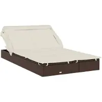 vidaXL Ligbed 2-persoons met dak 213x118x97 cm poly rattan bruin
