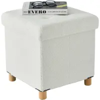 Acaza Poef met Opbergruimte - Poef met pootjes - 40x37x37cm - Wit