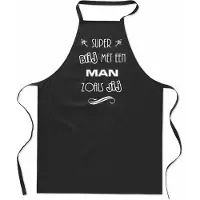 Mijncadeautje Super blij met - Man - keukenschort - kookschort - BBQ schort - 100% katoen - leeftijd - geboortejaar - verjaardag en feest - cadeau - kado - unisex - zwart