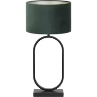 Light & Living Tafellamp Jamiri/Velours - Zwart/Donkergroen - Ø30x67cm - Tafellamp met kap