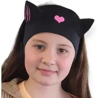 Horend Goed zwemhoofdband zwart met poes oren - 58 cm