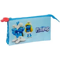 Big Buy Cooking Pennenetui met 2 vakken Los Pitufos Blauw 22 x 12 x 3 cm