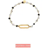 Go Dutch Label Day&Eve by Armband (Sieraad) Elastisch Ovaal Gehamerd Kralen Zwart