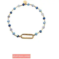 Go Dutch Label Day&Eve by Armband (Sieraad) Elastisch Ovaal Gehamerd Kralen Blauw