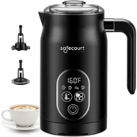 Safecourt Kitchen Melkopschuimer 4-in-1 – Elektrisch – Zwart – Voor Cappuccino & Latte