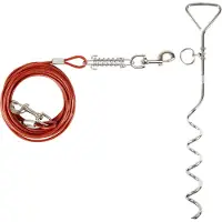 Flamingo Grondpin met 7,5 meter hondenriem - Rood - 43cm
