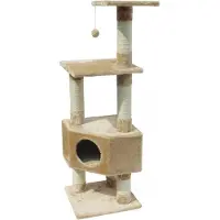 Ebi Classic Loona Krabpaal - Kattenboom met Huisje en 3 Ligplekken - Sisal & Pluche - 40x40x135cm - Beige