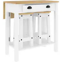 DKD Home Decor 3-delige Barset massief grenenhout wit