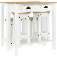 vidaXL 5-delige Barset massief grenenhout wit