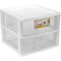 Hega hogar Ladeblokje/bureau organizer 2x lade - wit/transparant - L38 x B38 x H30 cm - kunststof - Ladeblok