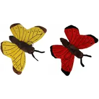 Merkloos Set van 2x stuks pluche vlinder knuffeldieren van 21 cm - Knuffeldier