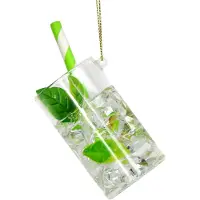 HD Collection Ornament kerstbal Cocktail Mojito glas Helder 9 cm