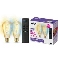 Wiz Starter Kit 2 Edison Smart Bulbs Variable White E27 50W + Remote Control Dimmer