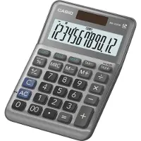 Casio bureaucalculator MS-120FM, 12 cijfers, LC-display, 3 geheugentoetsen, automatische uitschakeling, batterij/solobedrijf, B 101 x H 148,5 mm, metaalkleurig
