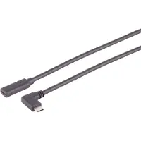 Shiverpeaks USB-C verlengkabel | haaks (links/rechts) | USB3.1 10 Gbps | PD 60W | 4K 60Hz | zwart | 2 meter
