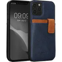 Kalibri hoesje geschikt voor Apple iPhone 12 / iPhone 12 Pro - Back cover van imitatieleer met pasjeshouder