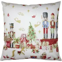 Clayre & Eef Kussenhoes 45x45 cm Rood Wit Polyester Notenkrakers Sierkussenhoes Wit Sierkussenhoes