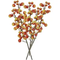 DK Design Kunstbloem fruit tak met appels - 5x - 66 cm - rood/groen - Kunst zijdebloemen - herfst takken
