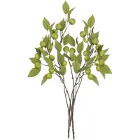 DK Design Kunstbloem fruit tak met appels - 3x - 76 cm - groen - Kunst zijdebloemen