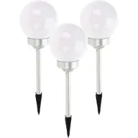 Pro Garden Solar tuinlamp/prikspot bol - 6x - op zonne-energie - dia 15 cm - Prikspots tuinverlichting - Lampjes