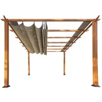 Paragon aluminium pergola/paviljoen "Florida" met uitschuifbaar zonnescherm, houtlook, afmetingen 350 x 350 x 235 cm (L x B x H)