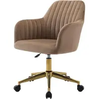 Vente-unique Bureaustoel - Fluweel - Beige en goudkleurig - Verstelbare hoogte - ELEANA