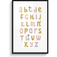 PosterMonkey Poster in lijst - Fotolijst 80x120 cm - Posters - Alfabet - Roze - Letters leren voor kinderen - Posterlijst zwart - Kamer decoratie - Wanddecoratie kinderkamer - Muurdecoratie babykamer