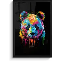 PosterMonkey Poster in lijst - Fotolijst 40x60 cm - Posters - Panda - Dieren - Kleur - Verf - Zwart - Posterlijst zwart - Wanddecoratie tienerkamer - Kamer decoratie voor tieners - Tiener jeugdkamer accessoires
