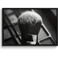 PosterMonkey Poster in lijst - Fotolijst 90x60 cm - Posters - Make-up borstel - Vintage - Zwart wit - Posterlijst zwart - Wanddecoratie badkamer - Muurdecoratie WC - Decoratieve accessoires - Toilet muur decoratie