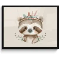PosterMonkey Poster in lijst - Fotolijst 80x60 cm - Posters - Luiaard - Dieren - Bohemian - Boho - Posterlijst zwart - Kamer decoratie - Wanddecoratie kinderkamer - Muurdecoratie babykamer