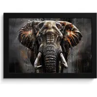 PosterMonkey Poster in lijst - Fotolijst 30x20 cm - Posters - Olifant - Watercolor - Wilde dieren - Luxe - Posterlijst zwart - Decoratie - Wanddecoratie woonkamer - Muurdecoratie slaapkamer