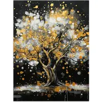 PosterMonkey Poster 120x160 cm - Boom - Zwart - Goud - Wit - Modern - Posters - Kamer decoratie - Wanddecoratie woonkamer - Muurdecoratie slaapkamer XXL