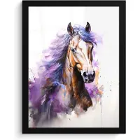 PosterMonkey Poster in lijst - Fotolijst 30x40 cm - Posters - Paard - Dieren - Meiden - Paars - Bruin - Posterlijst zwart - Wanddecoratie tienerkamer - Kamer decoratie voor tieners - Tiener jeugdkamer accessoires