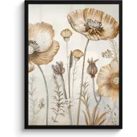 PosterMonkey Poster in lijst - Fotolijst 60x80 cm - Posters - Bloemen - Beige - Natuur - Illustratie - Posterlijst zwart - Decoratie - Wanddecoratie woonkamer - Muurdecoratie slaapkamer
