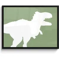 PosterMonkey Poster in lijst - Fotolijst 80x60 cm - Posters - Dino - T-rex - Dinosaurus - Groen - Tyrannosaurus rex - Posterlijst zwart - Kamer decoratie - Wanddecoratie kinderkamer - Muurdecoratie babykamer