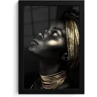 PosterMonkey Poster in lijst - Fotolijst 20x30 cm - Posters - Vrouw - Goud - Portret - Modern - Posterlijst zwart - Decoratie - Wanddecoratie woonkamer - Muurdecoratie slaapkamer