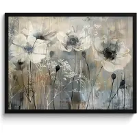 PosterMonkey Poster in lijst - Fotolijst 80x60 cm - Posters - Bloemen - Planten - Grijs - Abstract - Posterlijst zwart - Decoratie - Wanddecoratie woonkamer - Muurdecoratie slaapkamer