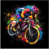 PosterMonkey Poster 50x50 cm - Graffiti - Sport - Wielrennen - Fiets - Posters - Wanddecoratie tienerkamer - Kamer decoratie voor tieners - Tiener jeugdkamer accessoires