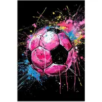 PosterMonkey Poster 80x120 cm - Graffiti - Sport - Voetbal - Bal - Roze - Posters - Wanddecoratie tienerkamer - Kamer decoratie voor tieners - Tiener jeugdkamer accessoires