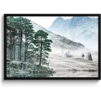 PosterMonkey Poster in lijst - Fotolijst 90x60 cm - Posters - Natuur - Winter - Bergen - Bos - Posterlijst zwart - Decoratie - Wanddecoratie woonkamer - Muurdecoratie slaapkamer