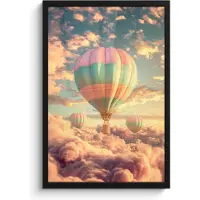 PosterMonkey Poster in lijst - Fotolijst 40x60 cm - Posters - Luchtballon - Dromen - Wolken - Lucht - Posterlijst zwart - Kamer decoratie - Wanddecoratie kinderkamer - Muurdecoratie babykamer