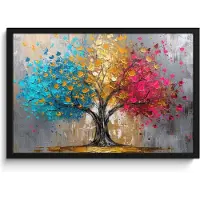 PosterMonkey Poster in lijst - Fotolijst 60x40 cm - Posters - Boom - Kleurrijk - Grijs - Modern - Posterlijst zwart - Decoratie - Wanddecoratie woonkamer - Muurdecoratie slaapkamer