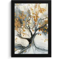 PosterMonkey Poster in lijst - Fotolijst 20x30 cm - Posters - Boom - Modern - Abstract - Goud - Zwart - Wit - Posterlijst zwart - Decoratie - Wanddecoratie woonkamer - Muurdecoratie slaapkamer