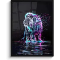 PosterMonkey Poster in lijst - Fotolijst 60x80 cm - Posters - Leeuw - Kleuren - Zwart - Dieren - Posterlijst zwart - Wanddecoratie tienerkamer - Kamer decoratie voor tieners - Tiener jeugdkamer accessoires