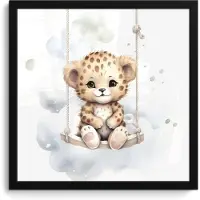 PosterMonkey Poster in lijst - Fotolijst 40x40 cm - Posters - Luipaard - Dier - Kinderen - Babykamer - Kinderkamer - Posterlijst zwart - Kamer decoratie - Wanddecoratie kinderkamer - Muurdecoratie babykamer